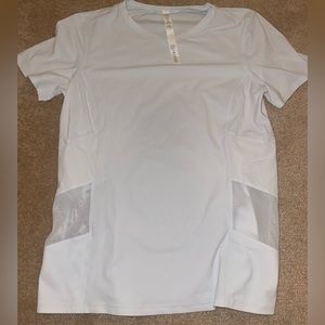 Light blue lululemon running shirt